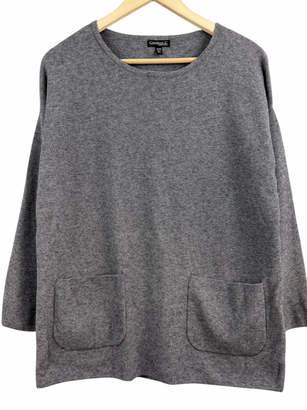 Conrad C Collection Grey Pocket Sweater Back Zipper Detail Size Medium